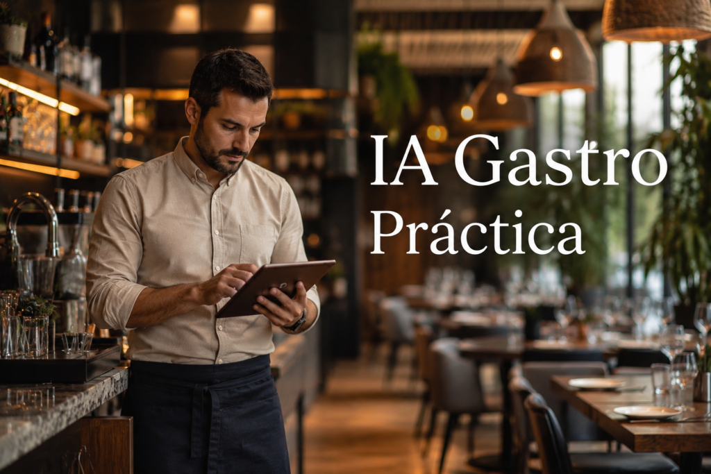 IA restaurantes: camarero usa tablet en sala